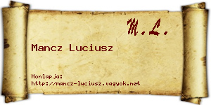 Mancz Luciusz névjegykártya